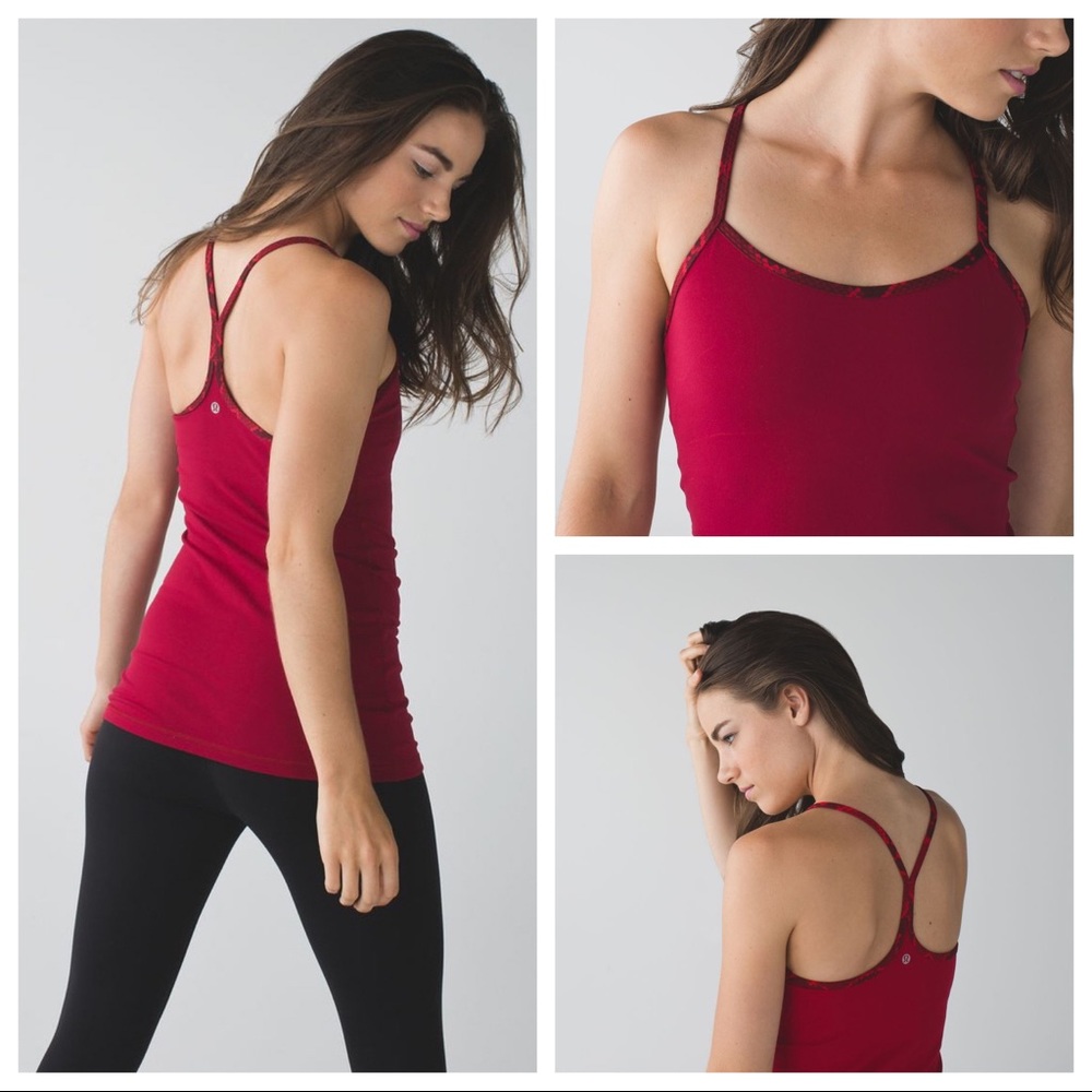 Lululemon Power Y Tank cranberry / ziggurat snake